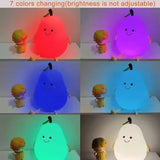 Hot Product Pear LED Night Lights Table Lamp Environmental Protection Silicone Light with 7 Colors Changeable