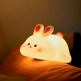 Cartoon bunny silicone lamp cute rabbit night lights bedroom charging big face rabbit lamp patted sleeping lights