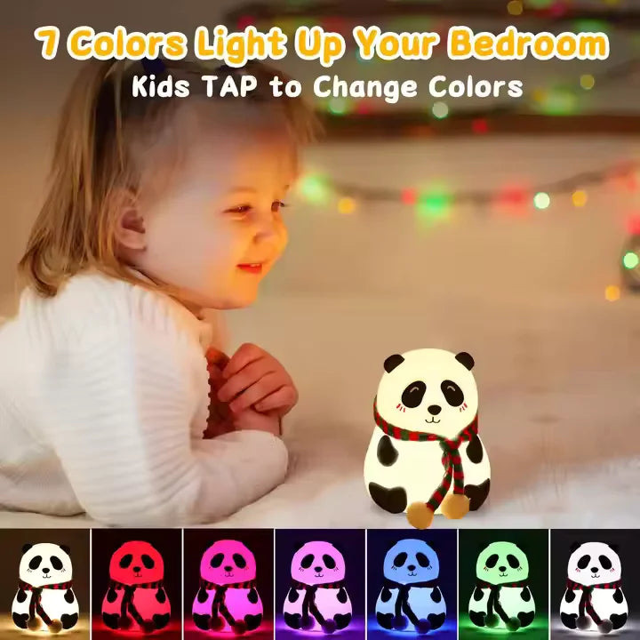 SHKL Wholesale Panda Night Light for Kids Cute Animal Night Lamp for Nursery Silicone Touch Lights Decor Portable Rechargeable