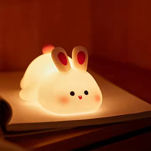 Cartoon bunny silicone lamp cute rabbit night lights bedroom charging big face rabbit lamp patted sleeping lights