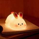 Cartoon bunny silicone lamp cute rabbit night lights bedroom charging big face rabbit lamp patted sleeping lights