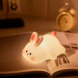 Cartoon bunny silicone lamp cute rabbit night lights bedroom charging big face rabbit lamp patted sleeping lights