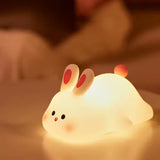 Cartoon bunny silicone lamp cute rabbit night lights bedroom charging big face rabbit lamp patted sleeping lights