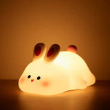 Cartoon bunny silicone lamp cute rabbit night lights bedroom charging big face rabbit lamp patted sleeping lights