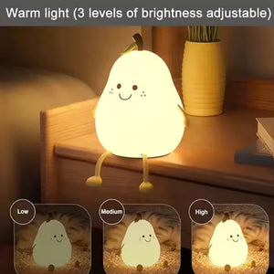 Hot Product Pear LED Night Lights Table Lamp Environmental Protection Silicone Light with 7 Colors Changeable